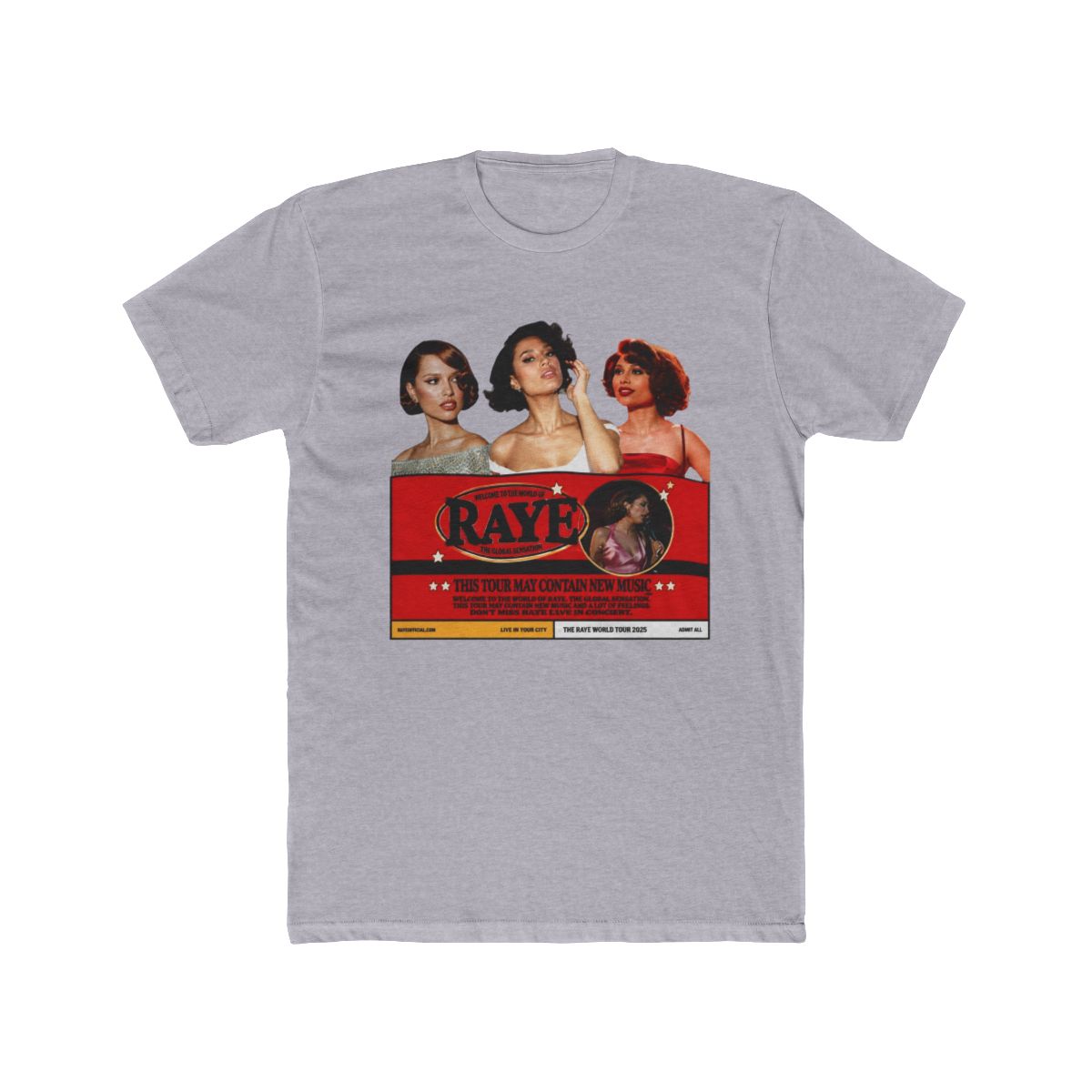 Raye Tour T Shirt - 'This Tour May Contain New Music' - 100% Cotton - alternate angle 2, merchandise